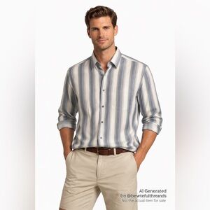 Tommy Bahama 70% silk 30% tencel long sleeve button down shirt with pocket